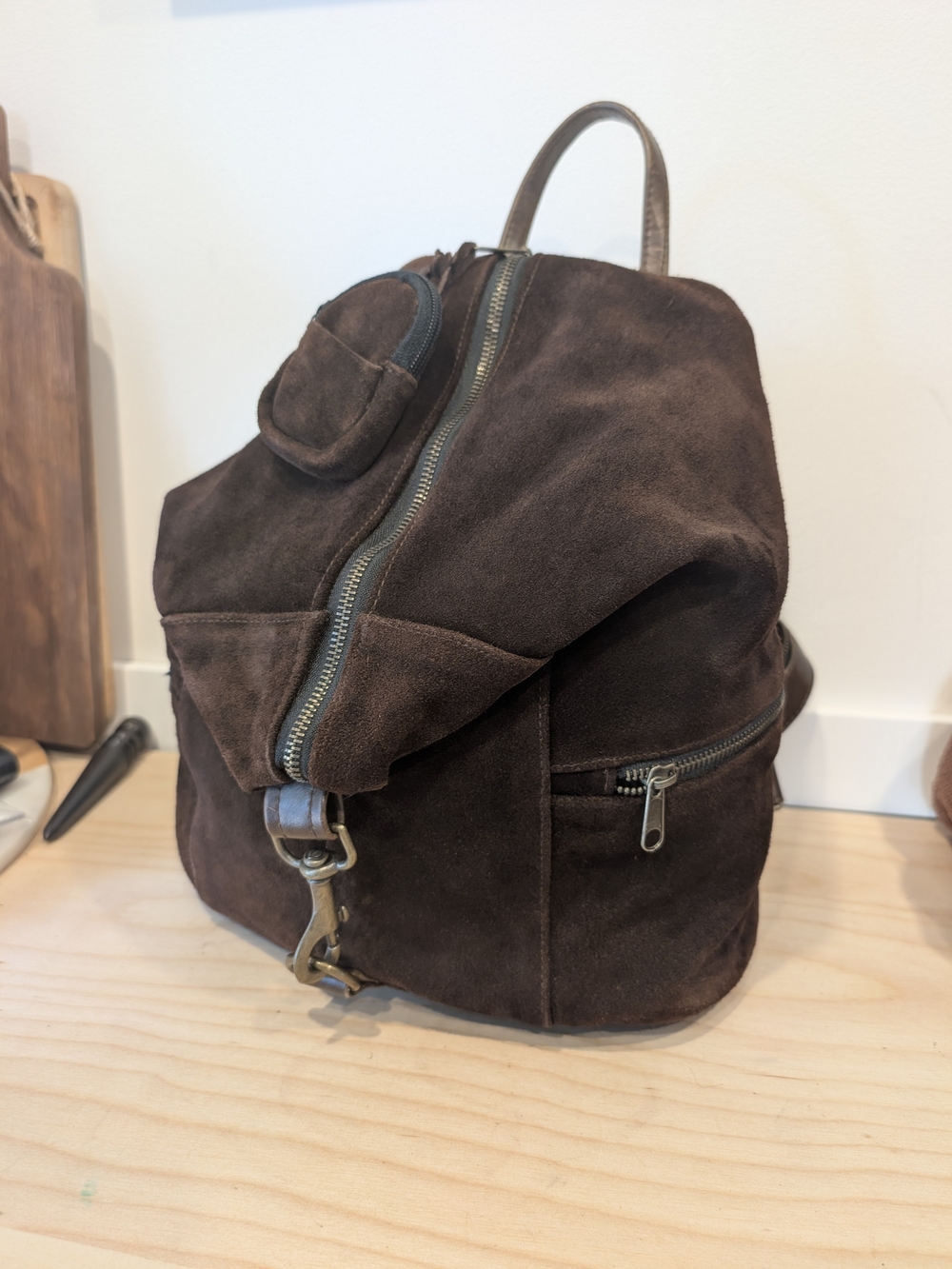 VTG Jeanne Lottie Canada Suede & Leather Convertible Backpack | Rare Slouchy Bag - Picture 6 of 16